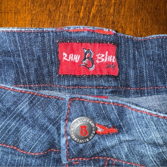 Raw Blue Lady Womens Juniors Red Embroidered Geisha Blue Denim Jeans 13 14 - Picture 6 of 15